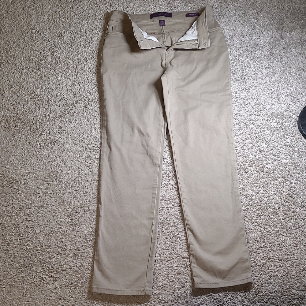Gloria Vanderbilt Tan High Rise Jeans Flat-Front